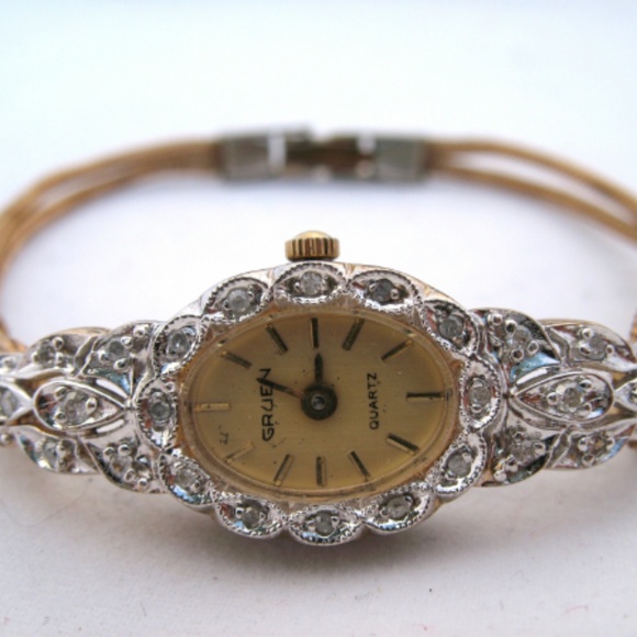 Vintage GRUEN Diamonds Watch 1/40 10K RGP Gold main image 6